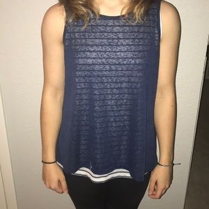 Blue tank top with stripes